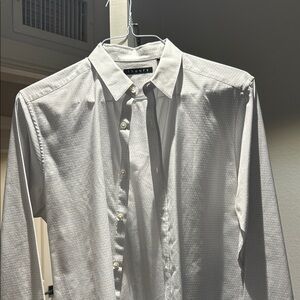 White Men’s Theory Dress Shirt White Medium